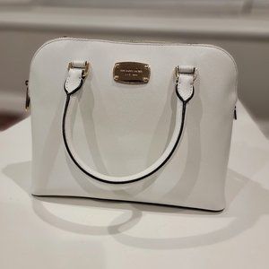 Michael Kors Large Dome White Leather Crossbody Bag